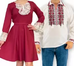 Set Cuplu 430 Camasa Traditionala si Rochie Scurta imagine