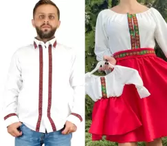 Set Traditional tata - mama - fiica Camasa , rochie mama si rochita fetita imagine