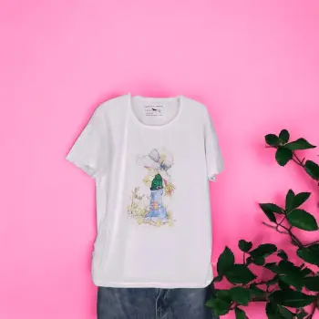 Tricou Dama cu Fetite Alb 15 imagine