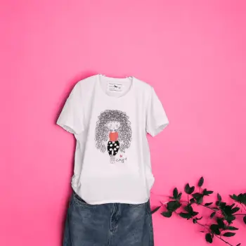 Tricou Dama cu Fetite Alb 16 imagine