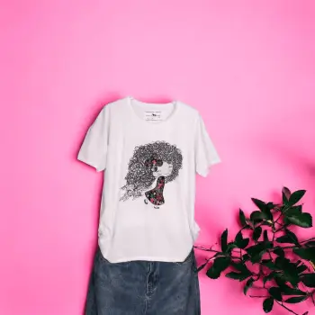 Tricou Dama cu Fetite Alb 6 imagine