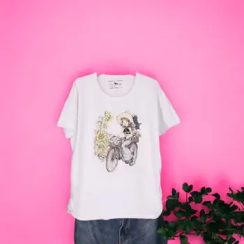 Tricou Dama cu Fetite Alb 7 imagine