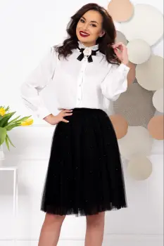 Bluza dama eleganta ecru cu guler cret si floare detasabila imagine