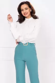 Bluza eleganta alba InPuff cu dantela delicata imagine