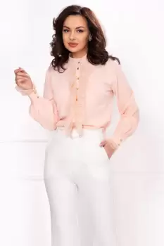 Bluza eleganta peach InPuff cu dantela delicata imagine