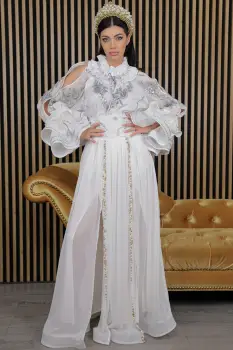 Bluza eleganta Seara de Argint cu maneci din borangic si perle aplicate manual imagine