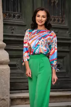 Bluza InPuff multicolora satinata imagine