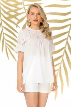 Bluza Pretty Girl lejera alba cu broderie englezeasca imagine