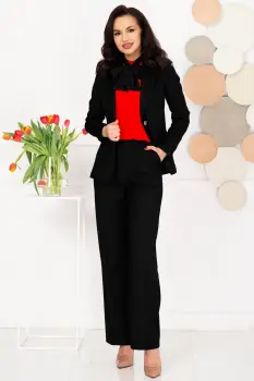 Costum dama negru office cu sacou si pantalon drept imagine