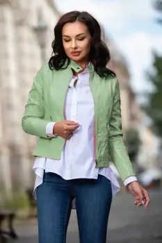 Geaca de primavara mint din piele eco imagine