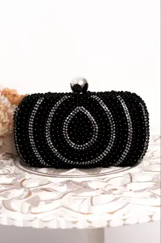 Geanta eleganta Parfois neagra decorata cu perle si strassuri imagine