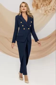 Pantaloni bleumarin Pretty Girl cu design tip lalea imagine