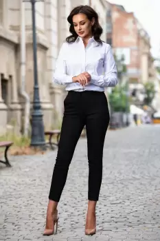 Pantaloni dama office Effect conici negri imagine