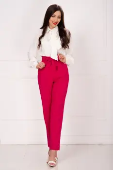 Pantaloni fuchsia InPuff lejeri cu cordon in talie imagine