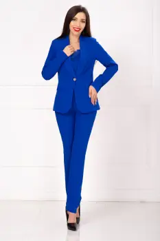 Pantaloni office conici albastru royal imagine