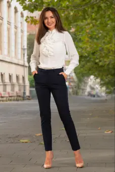 Pantaloni office eleganti Effect bleumarin imagine