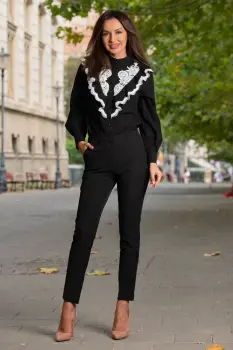 Pantaloni office eleganti Effect negri imagine