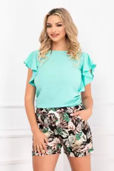 Pantaloni scurti negri de vara cu imprimeu tropical imagine