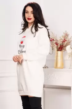 Pulover Merry Christmas alb lejer cu model ren imagine