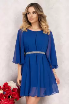 Rochie albastra Ada din voal lejera cu maneci evazate by InPuff imagine