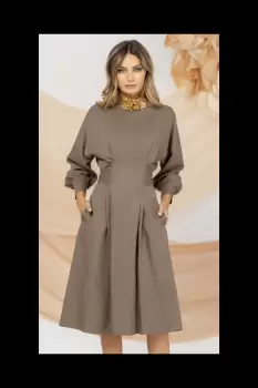 Rochie cafenie Pretty Girl de zi din Lyocell imagine