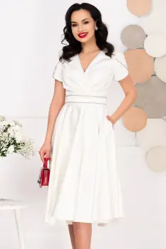 Rochie de cununie alba in clos Filipina cu maneci scurte tip lalea imagine