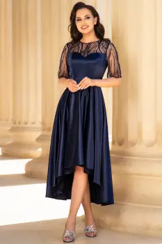 Rochie de ocazie asimetrica bleumarin Deniz imagine