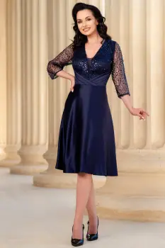 Rochie de ocazie bleumarin Alesia in clos cu bust paietat imagine