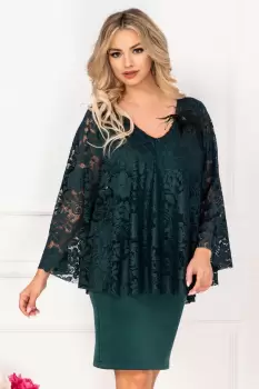 Rochie de ocazie Gina verde cu dantela si accesoriu cu fulgi by InPuff imagine