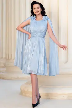 Rochie de ocazie midi bleu in clos Evelyn imagine