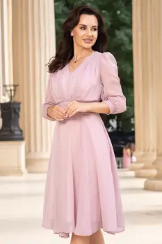 Rochie de ocazie midi roz in clos Romina cu fir lurex imagine