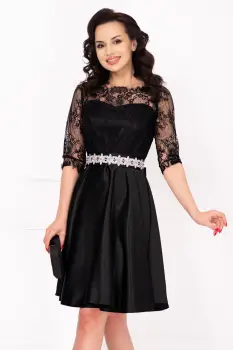 Rochie de ocazie neagra in clos Alison cu maneci din dantela imagine