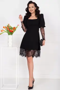 Rochie de ocazie neagra in clos Theodora cu dantela imagine