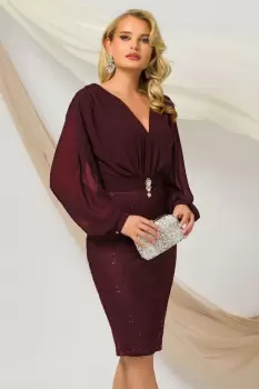 Rochie de ocazie Pretty Girl bordo cu dantela pretioasa imagine