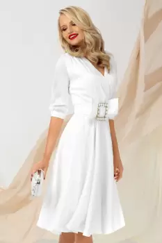 Rochie de ocazie Pretty Girl ivoire in clos cu cordon tip funda imagine