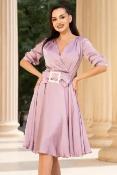 Rochie de ocazie Pretty Girl lila in clos cu cordon tip funda imagine