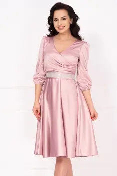 Rochie de ocazie roz Constance midi in clos imagine