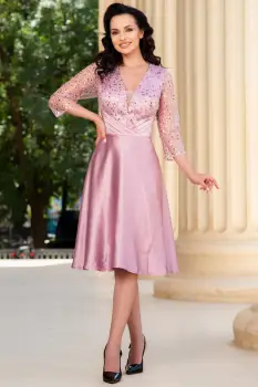 Rochie de ocazie roz prafuit Alesia in clos cu bust paietat imagine
