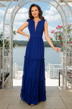 Rochie de seara albastra cu volane imagine