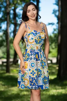 Rochie de vara in clos cu imprimeu grecesc imagine