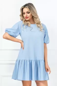 Rochie de vara lejera Anna bleu cu volan amplu imagine