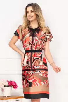 Rochie de vara Venezia din vascoza cu imprimeu geometric imagine