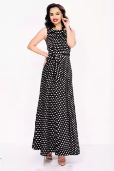 Rochie de zi eleganta Effect neagra vaporoasa cu buline albe imagine