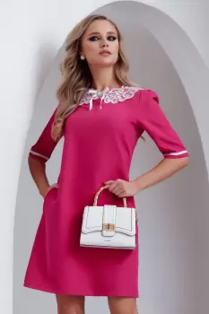 Rochie de zi Fofy zmeura in A cu guler brodat imagine