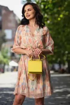 Rochie de zi in clos cu imprimeu pastelat imagine