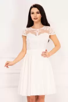 Rochie eleganta de cununie Xenia in clos alba cu dantela pretioasa imagine