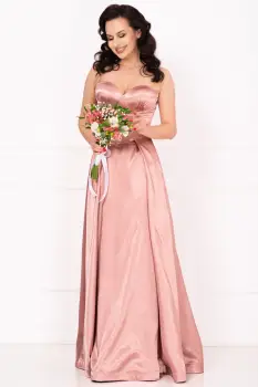 Rochie eleganta lunga Bianca roz din tafta imagine