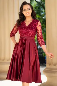 Rochie eleganta midi in clos Inna bordo imagine