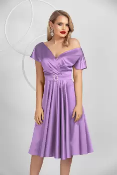 Rochie eleganta Pretty Girl de ocazie lila in clos din tafta imagine