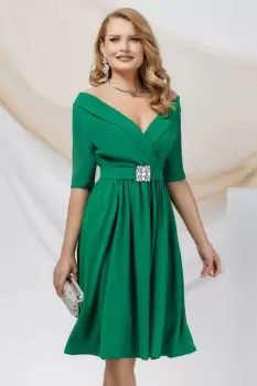 Rochie eleganta Pretty Girl in clos de ocazie verde cu cordon detasabil imagine